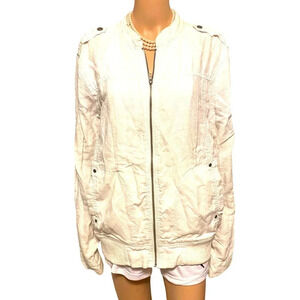 Heritage 1981 100% Linen Full zip Jacket Women Size L pockets